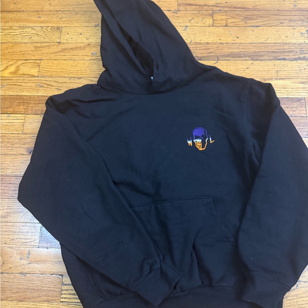 Black Hoodie with Embroidered Design